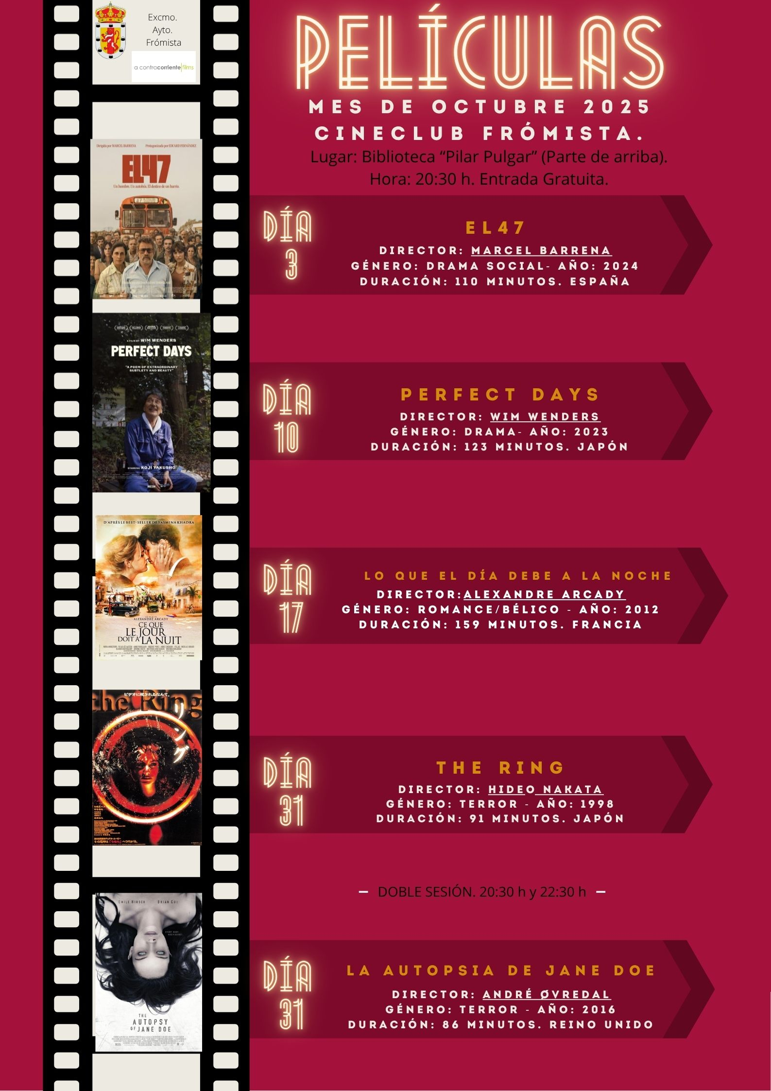 CARTELERA DEL CINECLUB FRÓMISTA